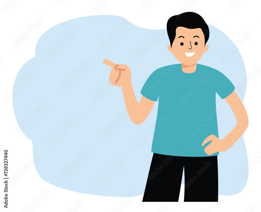 man showing pointing finger gesture to blank space man showing pointing finger gesture to blank space