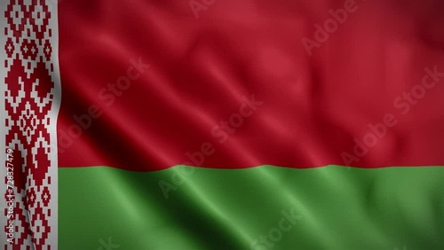 Belarus waving flag, Flag of Belarus Animation, Belarusian Flag Closeup, 4k Belarusian Flag Waving Animation photo
