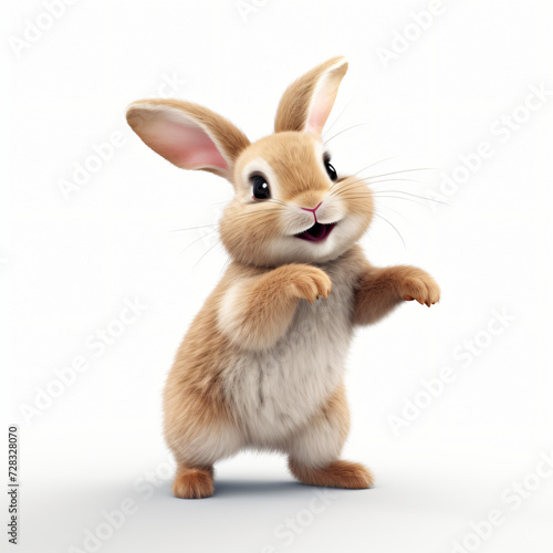 Cute young bunny rabbit dancing