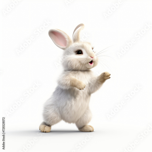 Cute young bunny rabbit dancing