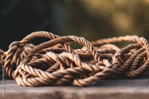 A messy knot of hemp rope