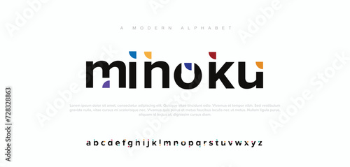 Minoku minimal tech font letter set. Luxury vector typeface for company. Modern gaming fonts logo design.