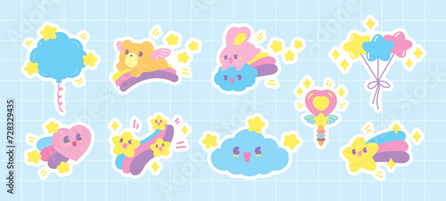 670205 kawaii fantasy cartoon element vector set