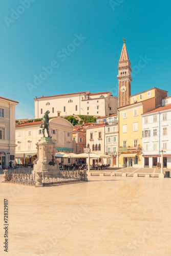 Slovenia, Coastal-Karst, Piran, Tartini Plaza in summer photo