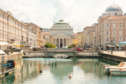 Italy, Friuli-Venezia Giulia, Trieste, Canal Grande with Church Of SantAntonio Nuovo in background photo
