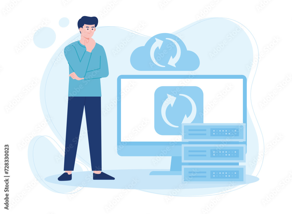 problems with cloud storage concept flat illustration