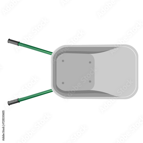 Vintage garden wheelbarrow with two handles and grey aluminum body top view isolated on white vector illustration