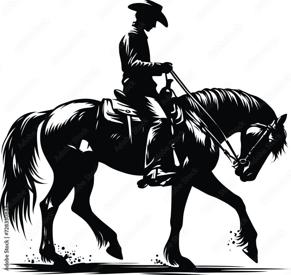 cowboy riding a horse black color vector image