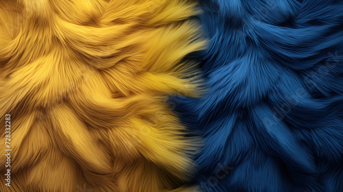 Fur pattern smooth curls yellow and blue