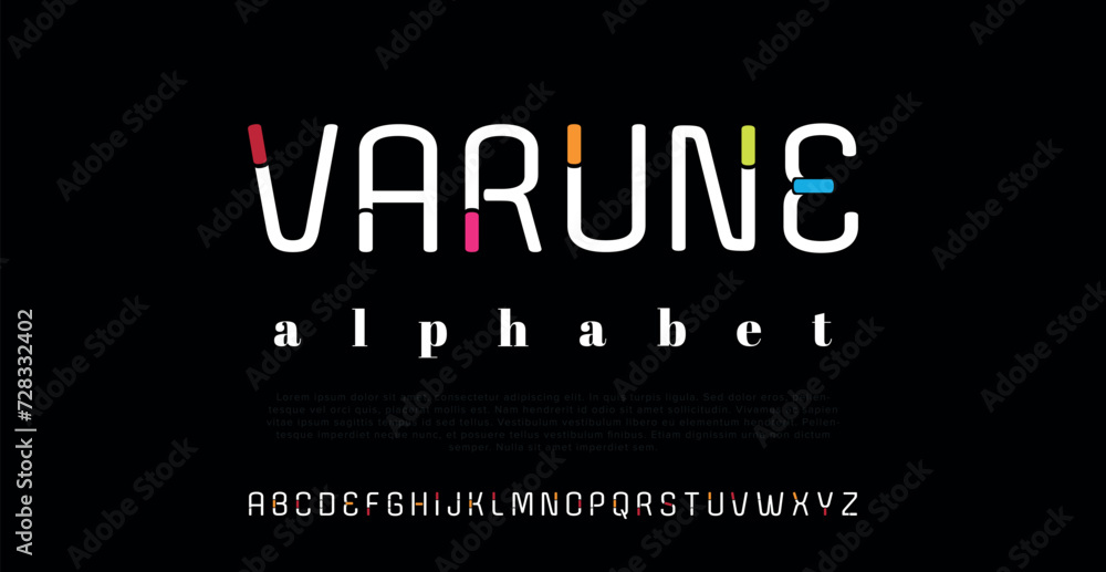 Varune Minimal modern alphabet fonts. Typography minimalist urban digital fashion future creative logo font. vector illustration