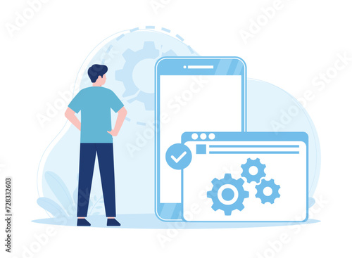 Analysis errors in software and hardware concept flat illustration