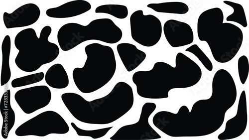 Random shapes. Organic black blobs of irregular shape. Abstract blotch, inkblot and pebble silhouettes, simple liquid amorphous splodge elements water forms creative minimal bubble stone vector set