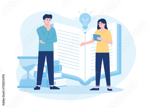 education and knowledge are the power to build creative ideas concept flat illustration