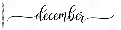 December – Calligraphy brush text banner with transparent background.