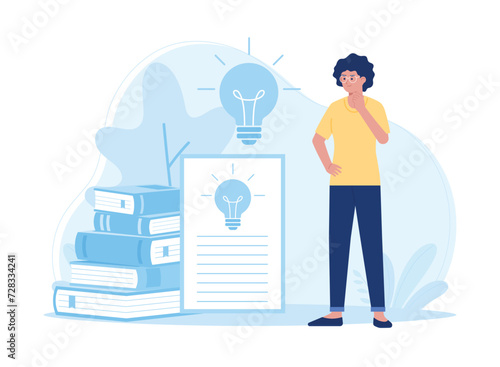 education and knowledge are the power to build creative ideas or solutions concept flat illustration