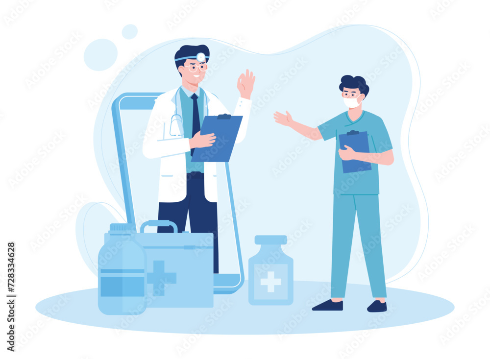 online consultation and online pharmacy services concept flat illustration online consultation and online pharmacy services concept flat illustration