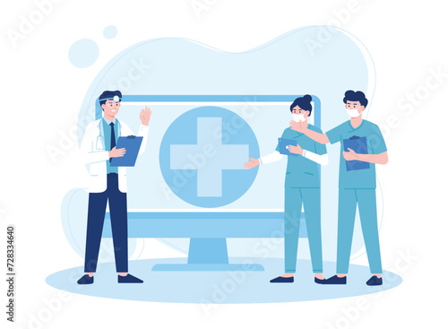 online medical consultation service concept flat illustration