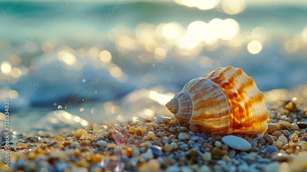 Summer concept seashell close-up on the beach Summer concept seashell close-up on the beach