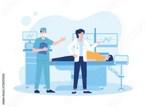 doctor and nurse showing patient infographic concept flat illustration photo