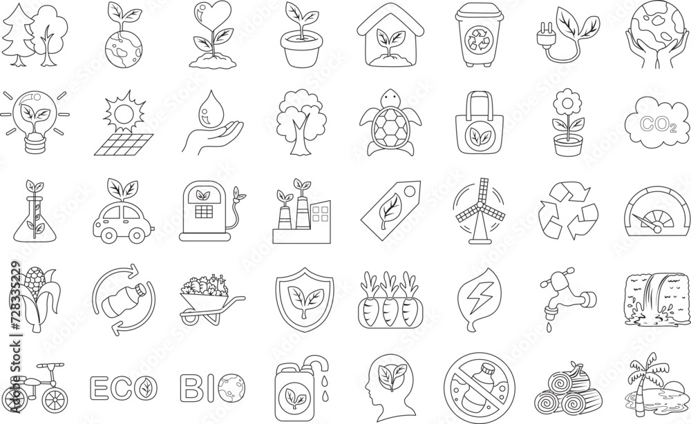 Icon set of Ecology for safe earth and world