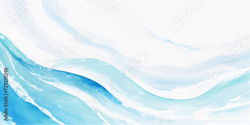 abstract soft blue and white abstract water color ocean wave texture background .Fluid blue ocean wave layer Tsunami wave background in flat cartoon style. Big blue tropical water splash.	