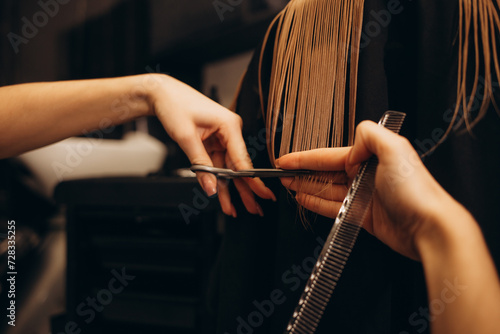 cutting hair in a beauty salon