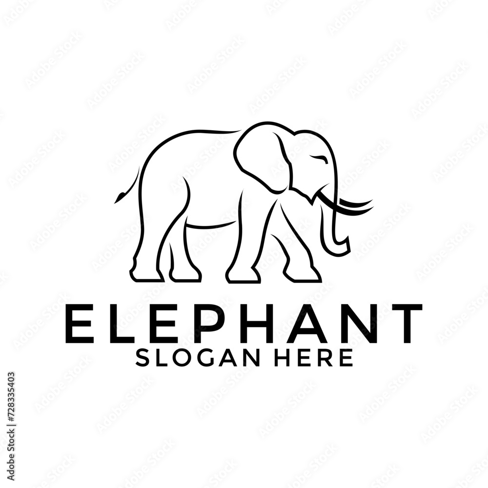 logo design creative elephant icon vector illustration inspiration, Elephant line art logo template