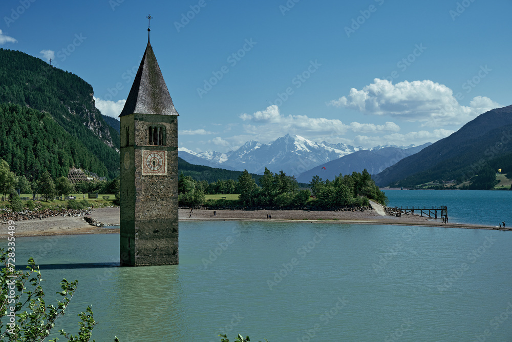 The submerged bell tower of Lake Resia in South Tyrol