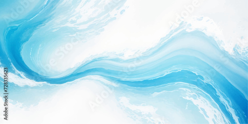 abstract soft blue and white abstract water color ocean wave texture background .Fluid blue ocean wave layer Tsunami wave background in flat cartoon style. Big blue tropical water splash.	