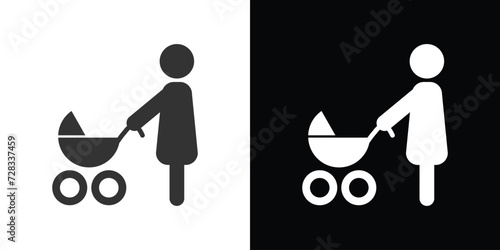 baby carriage vector, trolly on black and white 