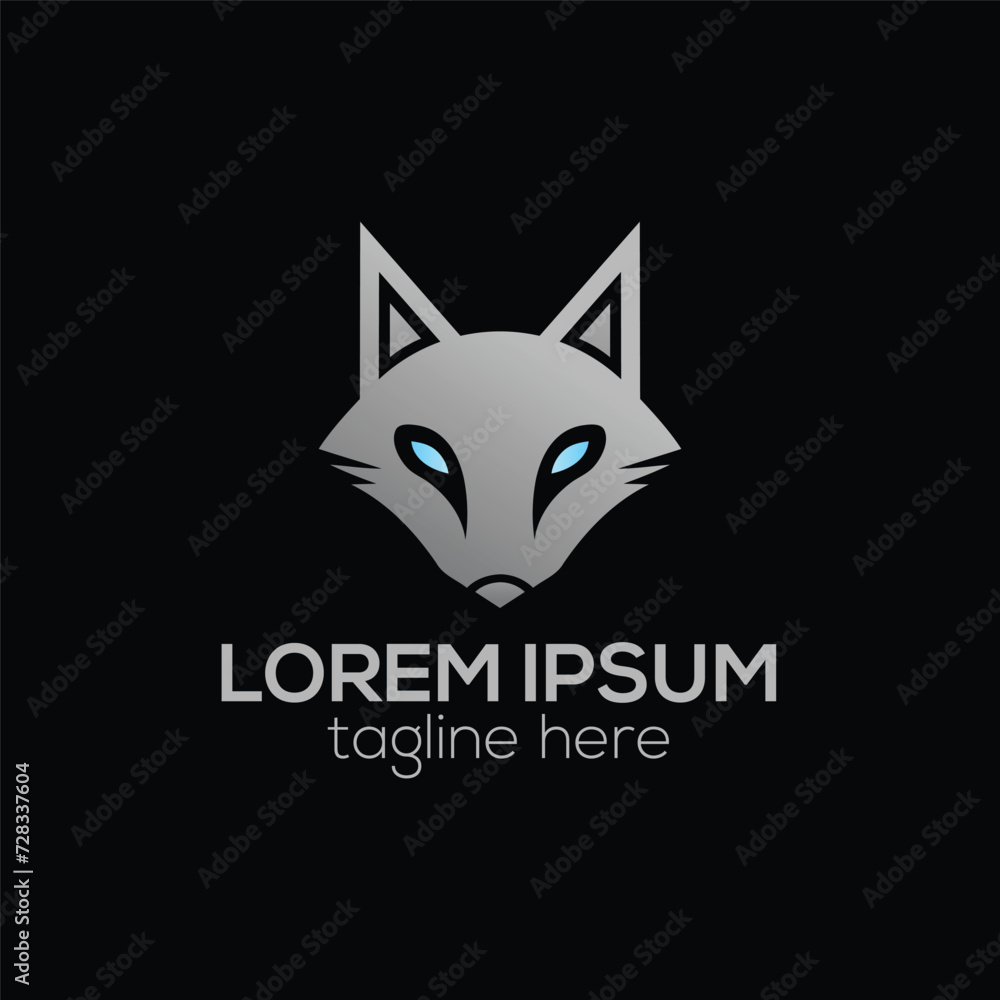 Obraz premium Fox's head outline abstract gradient color logo design template illustration