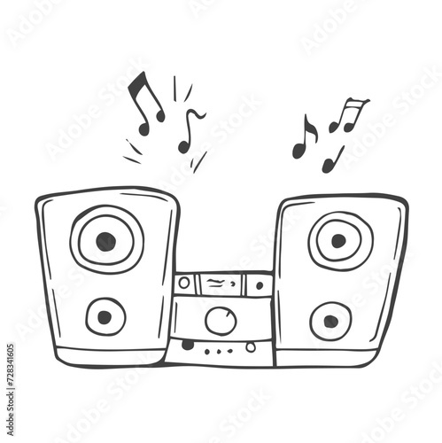 Doodle speakers icon. Hand drawn speakers icon in vector. Speakers illustration. Doodle loudspeakers