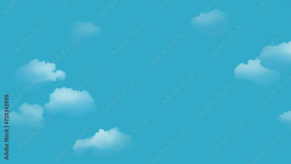 Blue to green background with dotted clouds