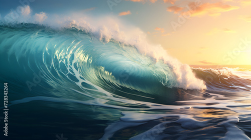 Watercolor sea wave. Illustration  Free Photo,, Big ocean waves close up background   © Sana Ullah