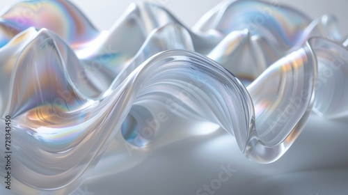 Abstract Organic Glass Forms: Close-Up of Ribbed Plastic Object Depth photo