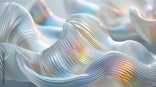 Abstract Organic Glass Forms: Close-Up of Ribbed Plastic Object Depth