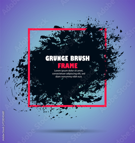 grunge background with splashes frame border template, grunge brush frame with black paint on a purple background, a black paint splatter brush stroke , sale template, grunge brush