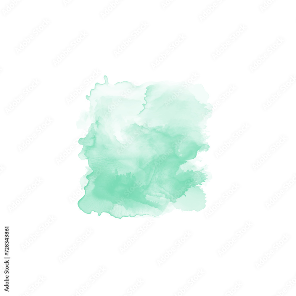Abstract mint green watercolor water splash on a white background ...