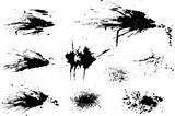 black ink splat, set of black ink splashes vector illustration, black and white grunge splatter background, a set of black ink circles brush stroke bundle on a white background,black and white icons s