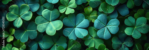 Green clover leaf isolated on blur background. with leaved shamrocks. St. Patrick's day holiday symbol. Lucky green clover and nature background 
