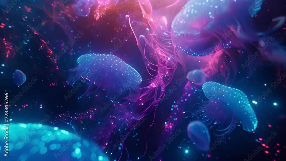 Be transported to an otherworldly underwater realm as vibrant bioluminescent lights dance to the rhythm of the music at this ethereal concert. Be transported to an otherworldly underwater realm as vibrant bioluminescent lights dance to the rhythm of the music at this ethereal concert.