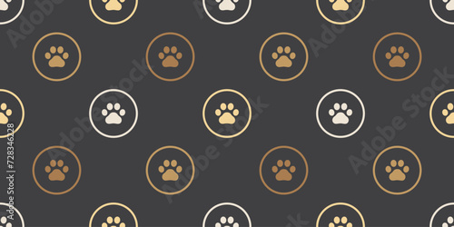dog paw seamless pattern cat footprint vector retro polka dot pet puppy kitten bear cartoon doodle gold gift wrapping paper repeat wallpaper tile background scarf isolated illustration design