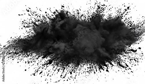 Black charcoal powder isolated on the transparent background. photo