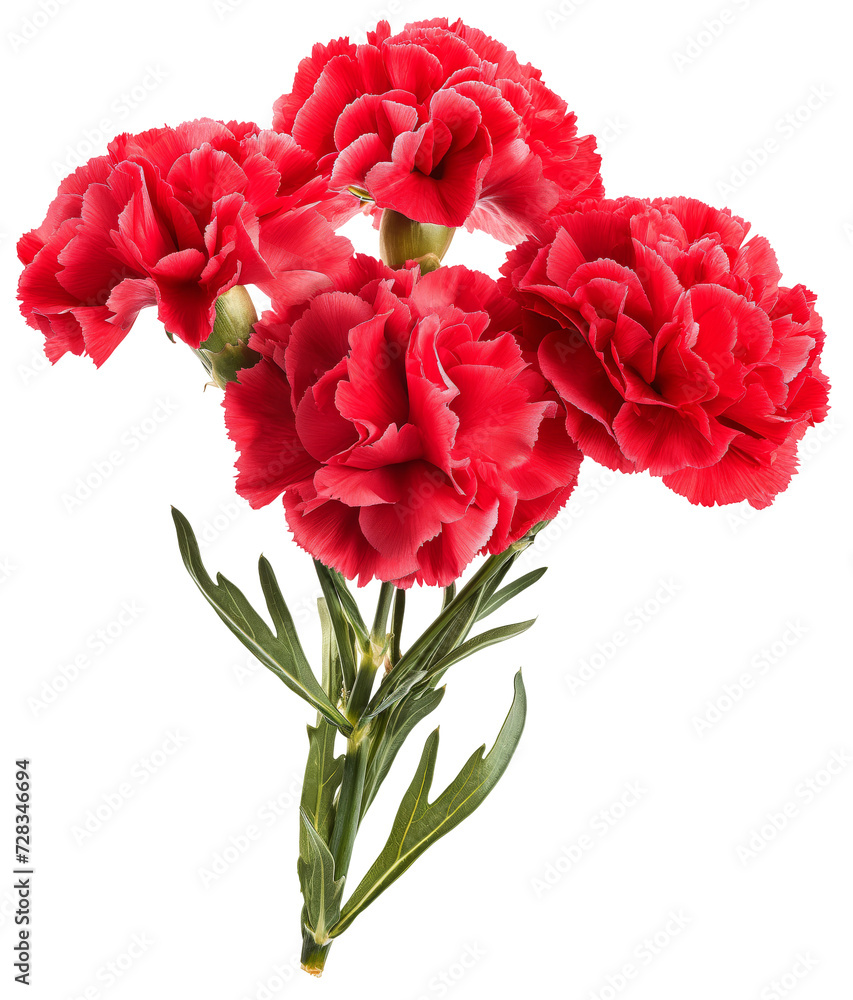 Bouquet of red carnation flowers isolated on a white background Bouquet of red carnation flowers isolated on a white background