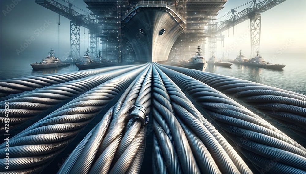 Zooming in on anchoring with steel cables Steel cables securing large