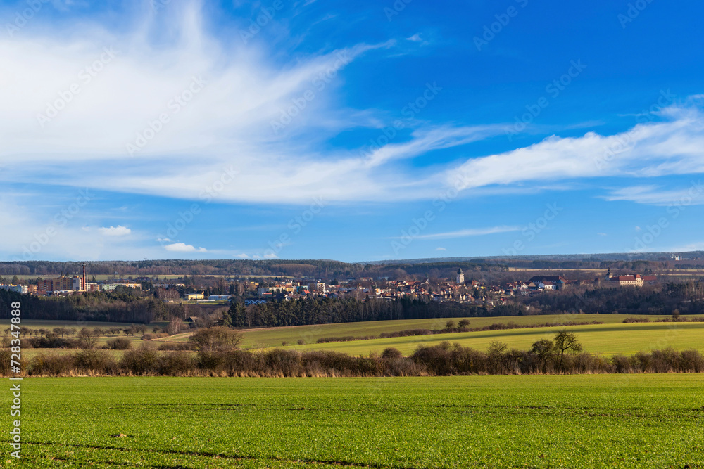 European rural landscape. Early springtime. Czechia.
