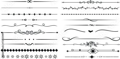 decorative borders, elegant dividers, Vintage border vector design elements. Perfect for invitations, greeting cards. Classic, intricate lines. Editable strokes for customization.