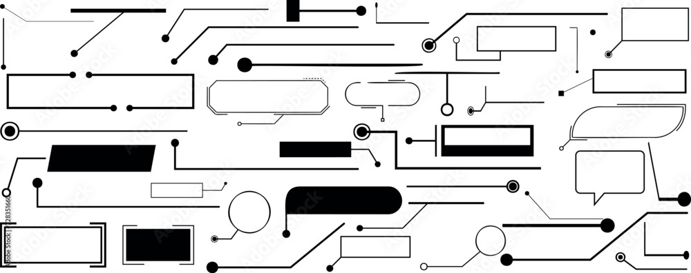 callout titles, vector design, editable strokes, perfect for advertising, presentations. Enhance visual engagement, highlight information. Monochromatic, customizable, black and white