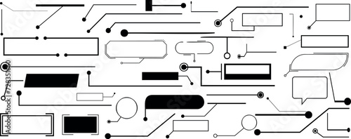 callout titles, vector design, editable strokes, perfect for advertising, presentations. Enhance visual engagement, highlight information. Monochromatic, customizable, black and white