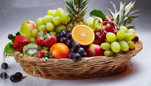 fruit basket on a white background